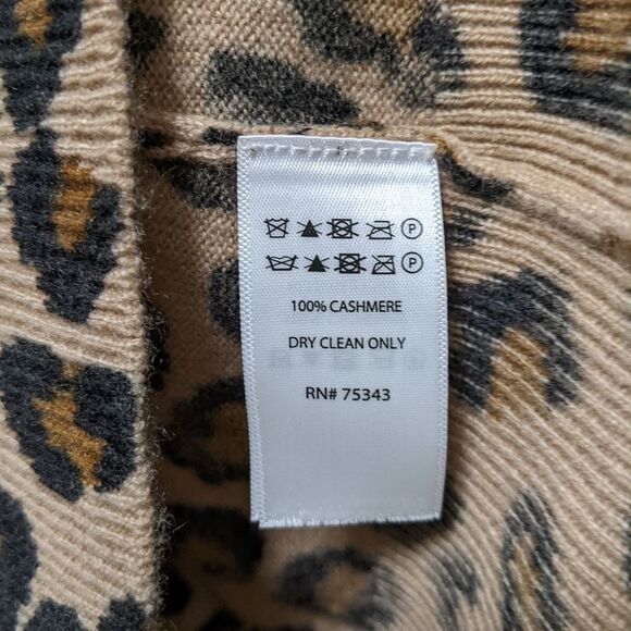 CYNTHIA ROWLEY Animal Print Cashmere Pullover Sweater S - Picture 5 of 6